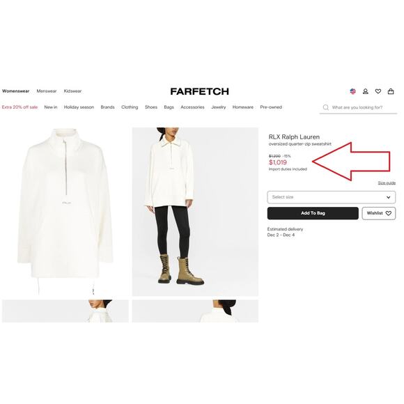 RLX Ralph Lauren Oversized Quarter-Zip Sweatshirt Cream White Size 2XL - Picture 2 of 16